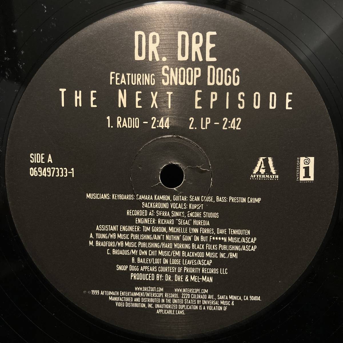 Dr. Dre Featuring Snoop Dogg - The Next Episode US Original盤 90's Hip Hop ハイプステッカー 美品_画像2