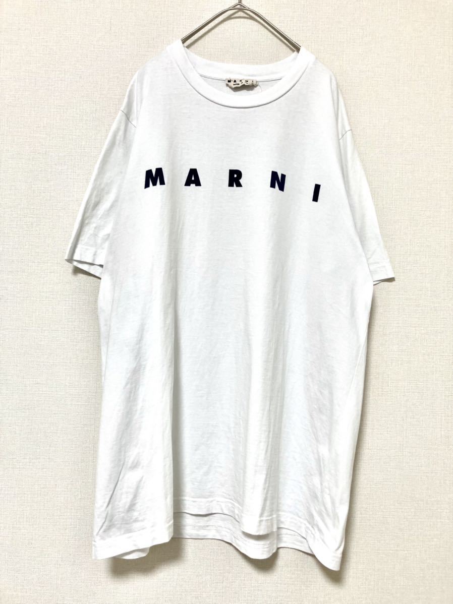 （訳ありセール 格安） マルニ　marni 半袖　ロゴ　Tシャツ　メンズ　トップス　ビッグ　サイズ　白　ホワイト　52 ユニセックス　インナー　ブランド 男性用