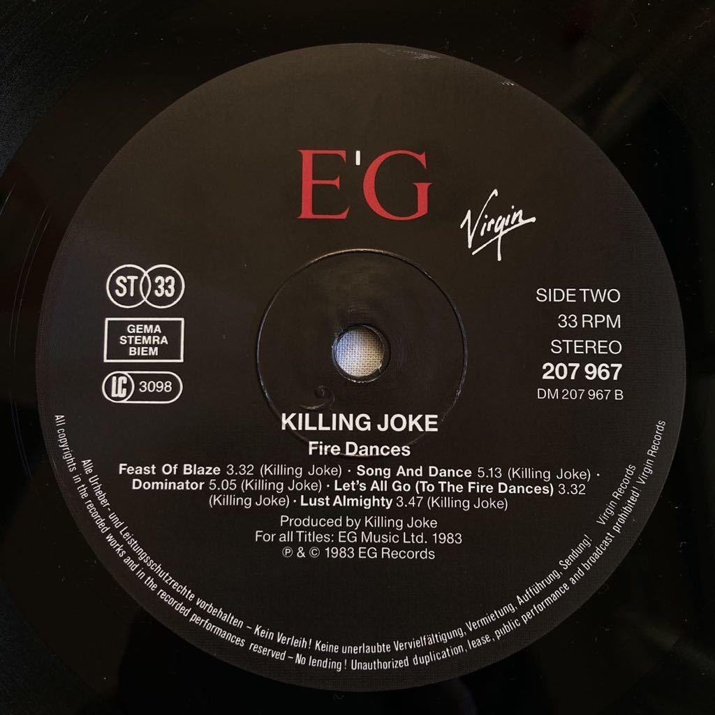 Killing Joke Fire Dances ドイツ盤 キリング・ジョーク ファイアー・ダンス virgin/repress/1986_画像7