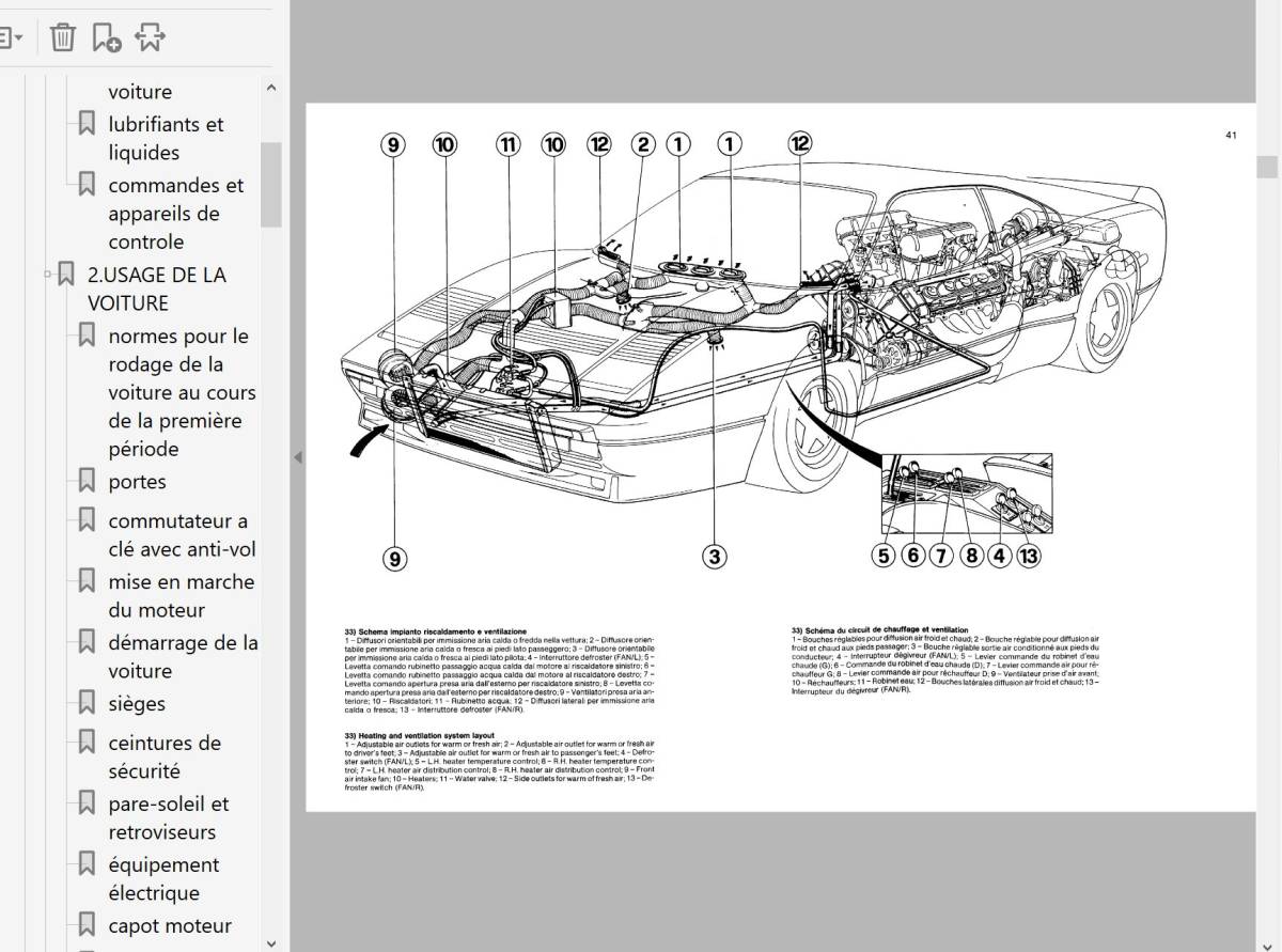  Ferrari 288GTO parts list owner's manual owner manual manual 