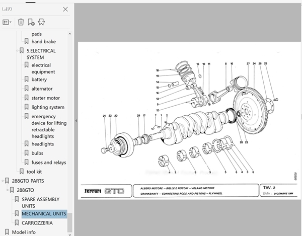  Ferrari 288GTO parts list owner's manual owner manual manual 