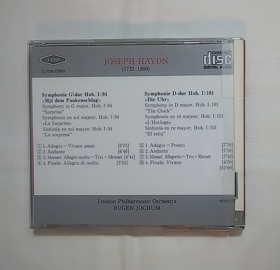 ハイドン　交響曲第94番　第101番　ヨッフム　ロンドン交響楽団　CD_画像4