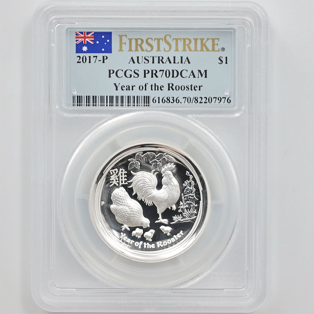 2017 オーストラリア ハイレリーフ 酉年鶏図 1豪ドル 1オンス プルーフ PCGS PR 70 DCAM FS 初鋳版 最高鑑定 完全未使用品_画像1