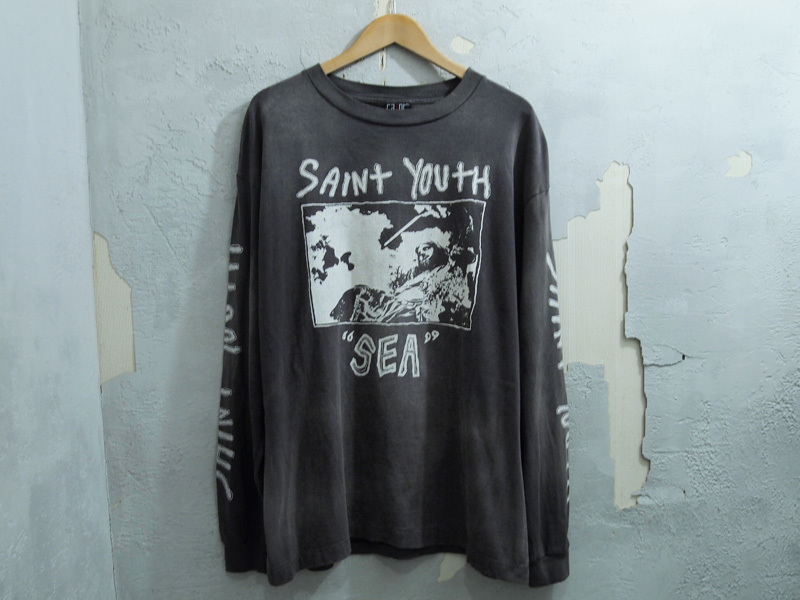 XL SAINT MICHAEL WIND AND SEA LS TEE ヴィンテージ プリント ロング