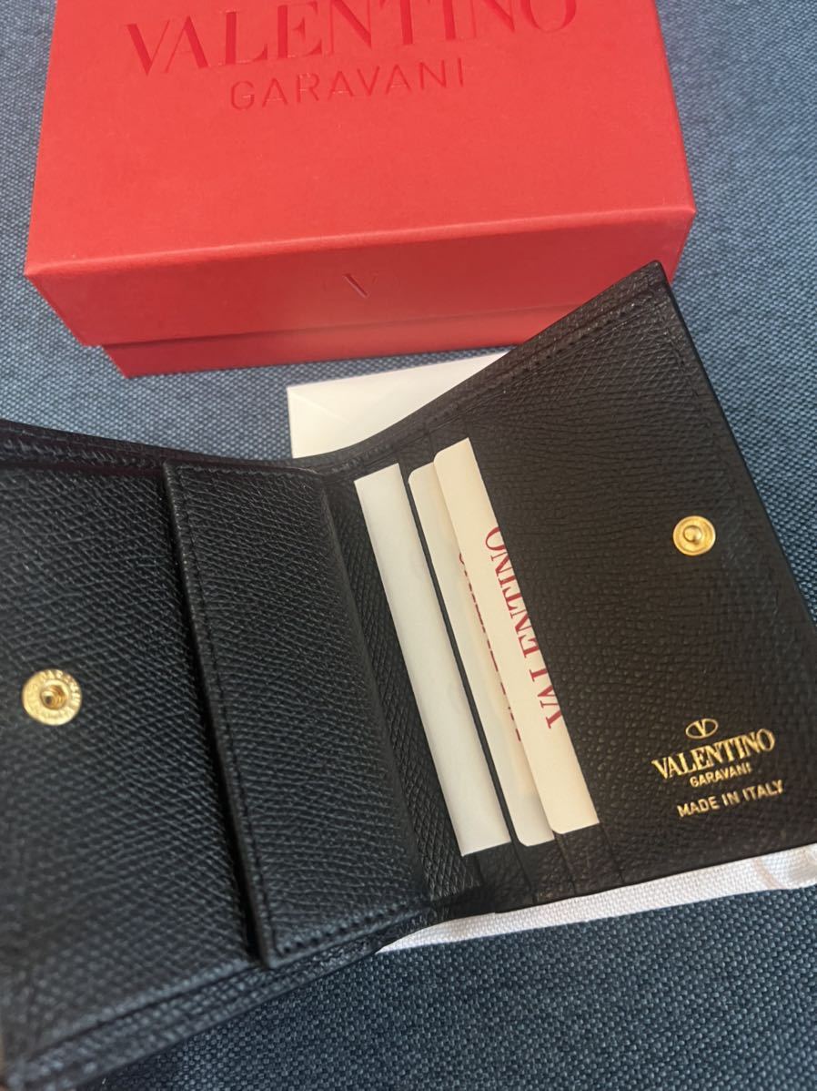 新品 Valentino Vロゴ シグネチャー グレイン レザー 黒 財布
