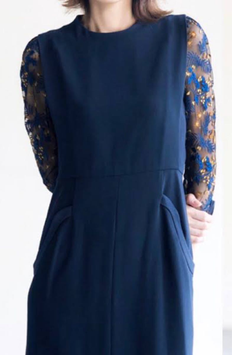 Mame Kurogouchi】◇ Botanical Lace Sleeve A-Line Dress