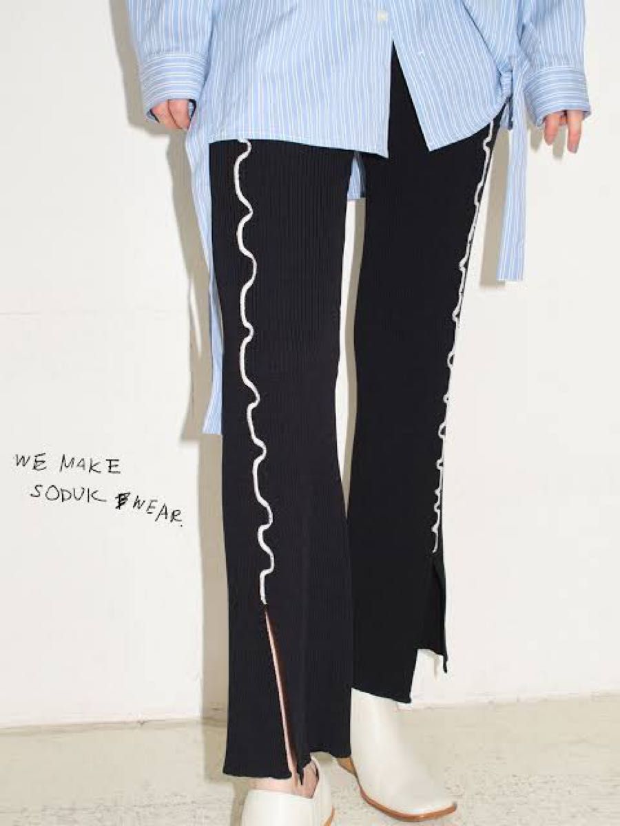 soduk colored stitch slit knit trousers   スドーク　ニットパンツ