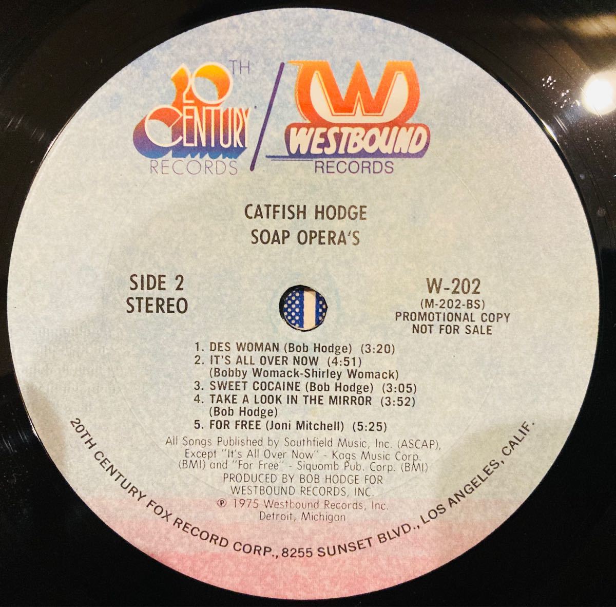 Catfish Hodge Soap Opera's プロモ 希少盤 レコード SWANP ROCK ロック 見本盤 Promo