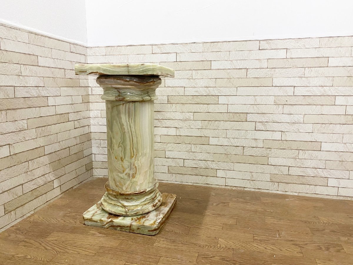 高級クラシックスタイル 大理石オニキス支柱/サイドテーブル花台コンソール飾り台 台座オブジェ