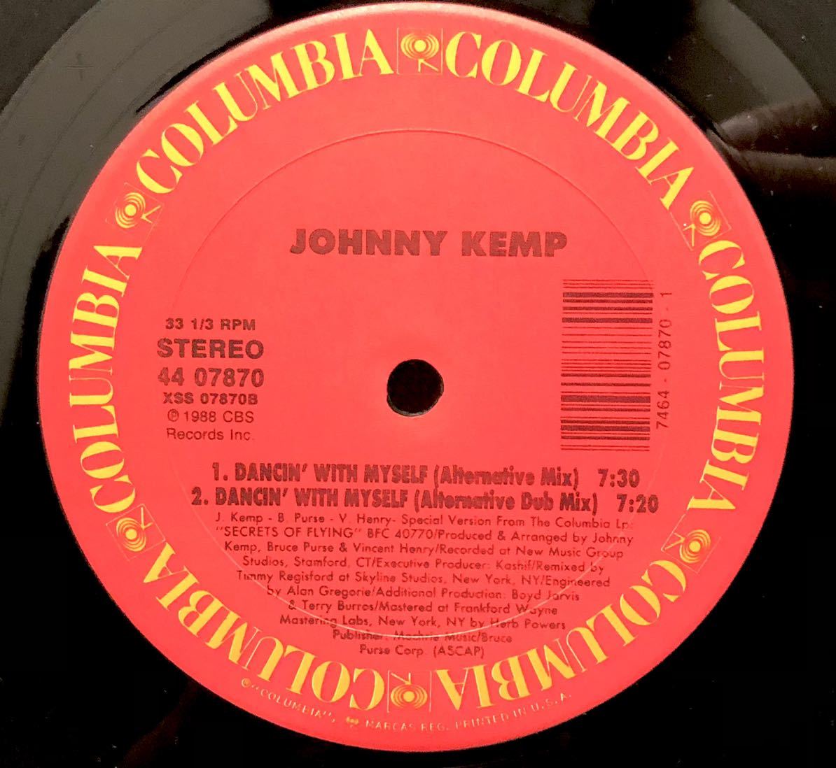 レア 1988 Johnny Kemp / Dancin With Myself ジョニー ケンプ Original US 12 Columbia CBS 80s Electronic Funk NJS Ex Pro Kashif_画像3