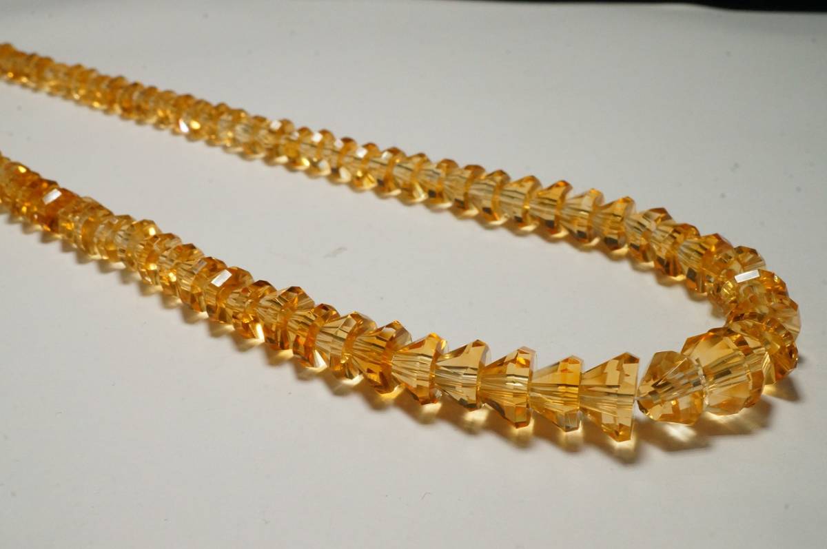  rare cut necklace! 1 pcs only is not! Koufu. one class grinding .. was subjected to Takumi. excellent article! natural si tyrint pa-z( yellow crystal ) necklace 23.5g/41cm
