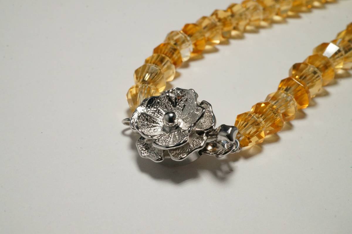  rare cut necklace! 1 pcs only is not! Koufu. one class grinding .. was subjected to Takumi. excellent article! natural si tyrint pa-z( yellow crystal ) necklace 23.5g/41cm