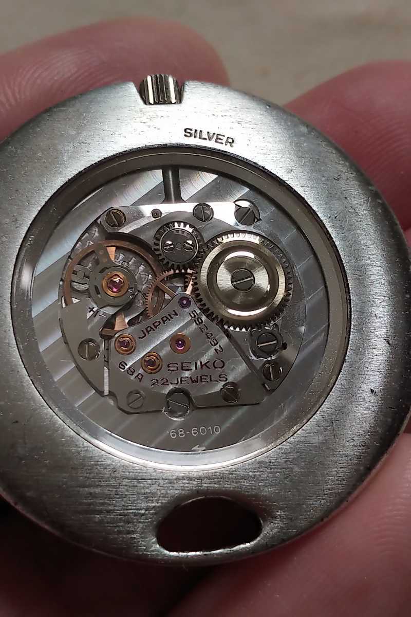 セイコー SEIKO クレドール 68系 特選時計 銀無垢 提げ時計 ポケットウォッチ 極薄 手巻き SILVER 美品 メーカーOH済み