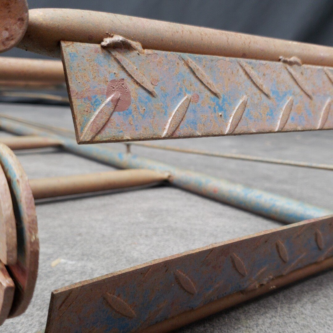  ретро стремянка металлический 180cm * ржавчина царапина есть лестница леса стремянка античный старый инструмент старый .. Vintage [260t2098]