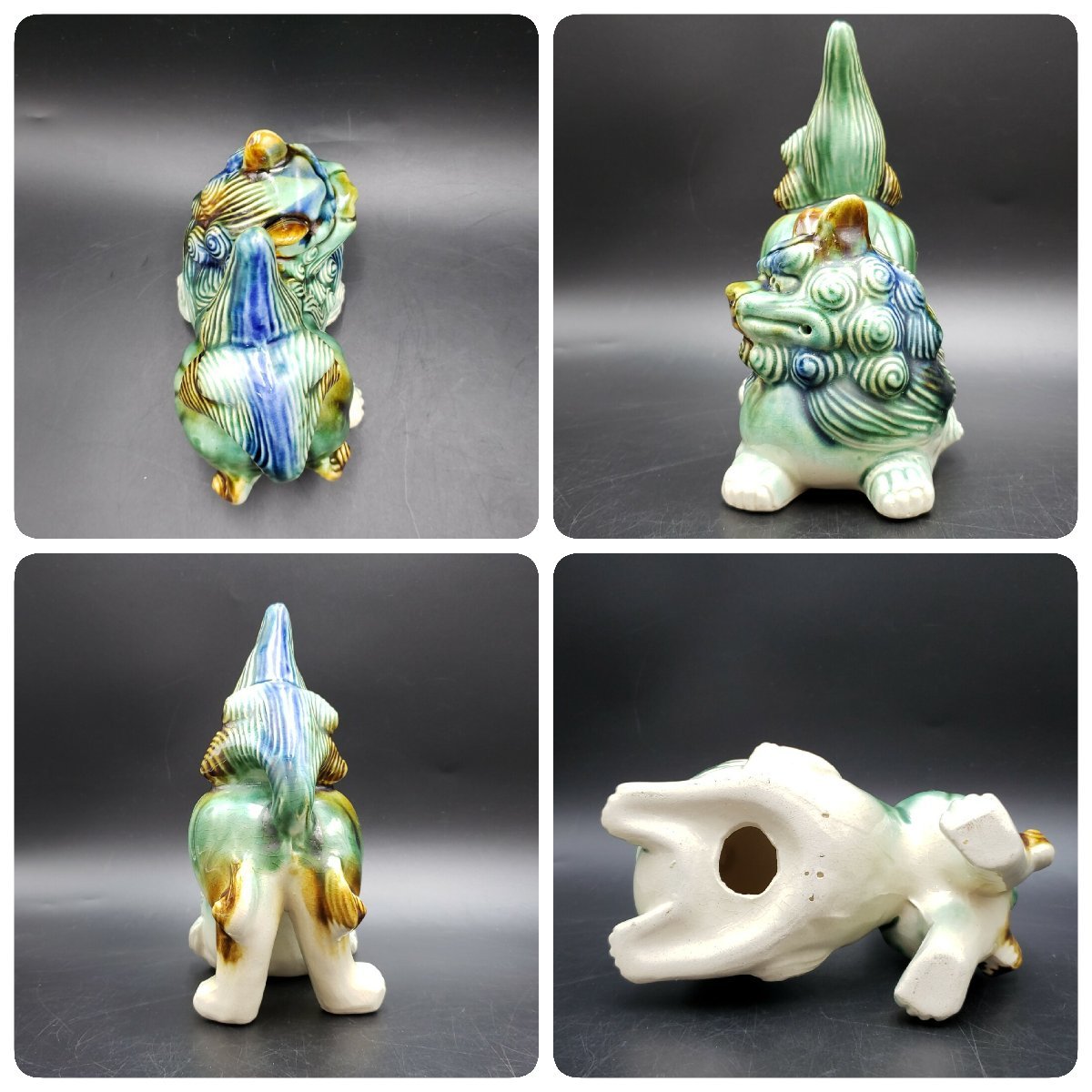 夫婦獅子 獅子 陶器製 置物 狛犬 シーサー 1対 手作り 陶芸品 夫婦獅子 獅子 陶器製 置物 狛犬 シーサー 1対 手作り 陶芸品
