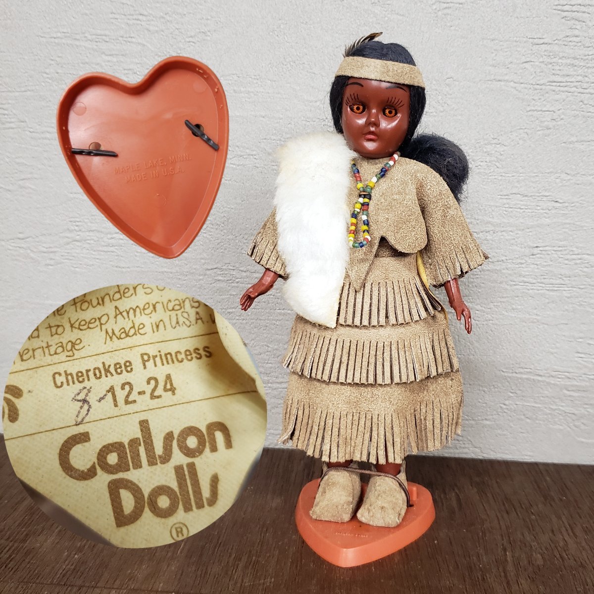 カールソンドール　インディアン人形　ヴィンテージ　アンティーク　まばたき人形　ネイティブアメリカ　8-12-24　CarlsonDolls 【60a828】_画像1