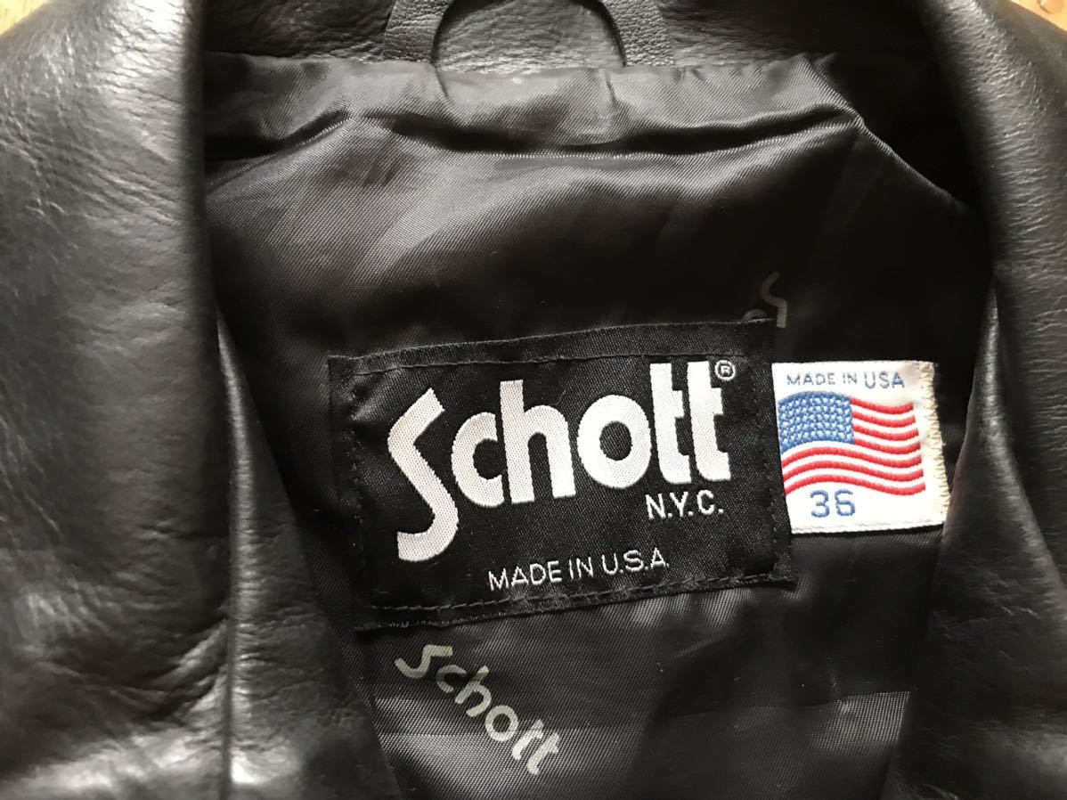 USA製 Schott 659 シングルライダース 36 ライダースジャケット レザージャケット ブラック　黒