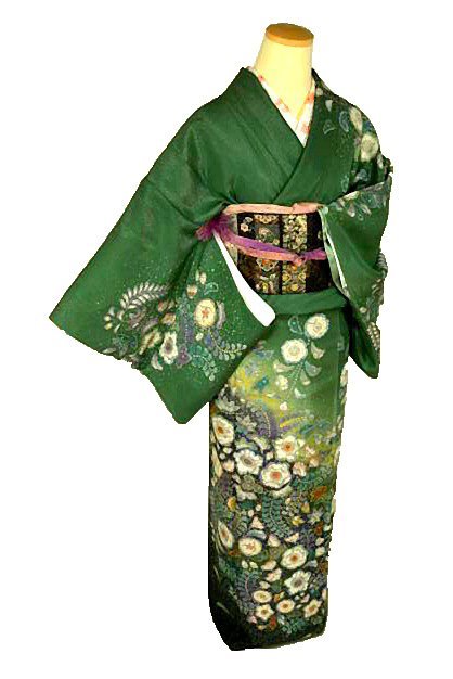 当社の 銀通し 松葉色 辻が花 吉野一廉 新品同様 最高峰 中古 訪問着