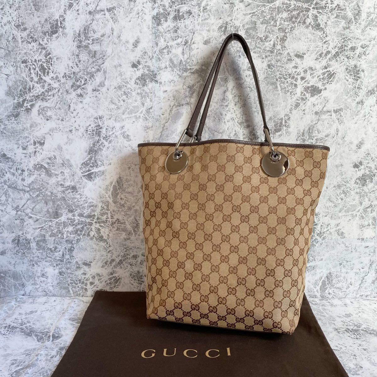 国内最安値 GUCCI ハンドバッグ レザー ネイビー オールドグッチ GG