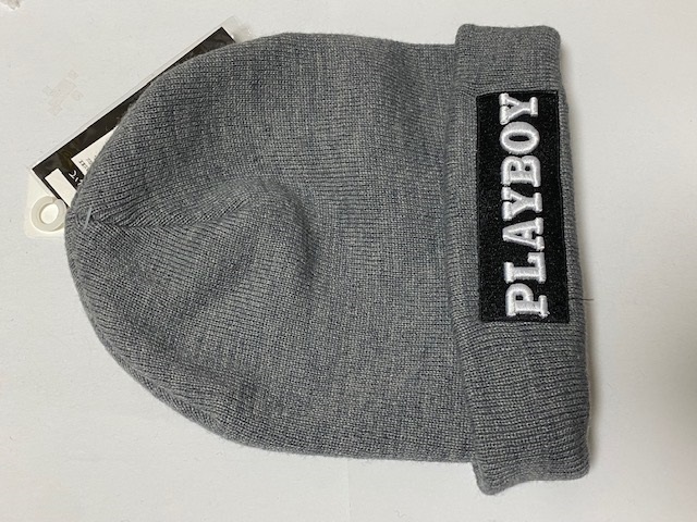 PLAYBOY プレイボーイ ニットキャップ CAP 帽子 グレイ 展示未使用品　_画像1