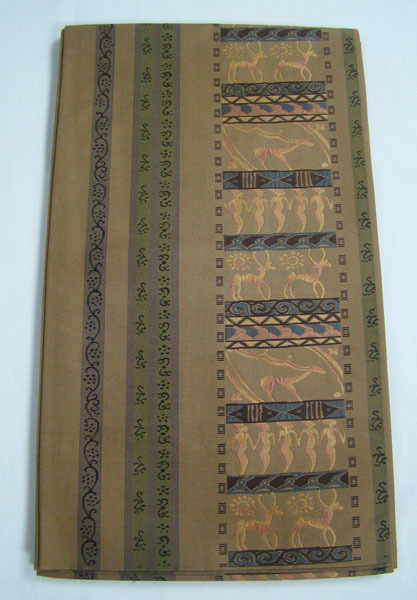 袋帯 六通柄 古代エジプト文様柄 裏地 縞柄 正絹 10172_画像6