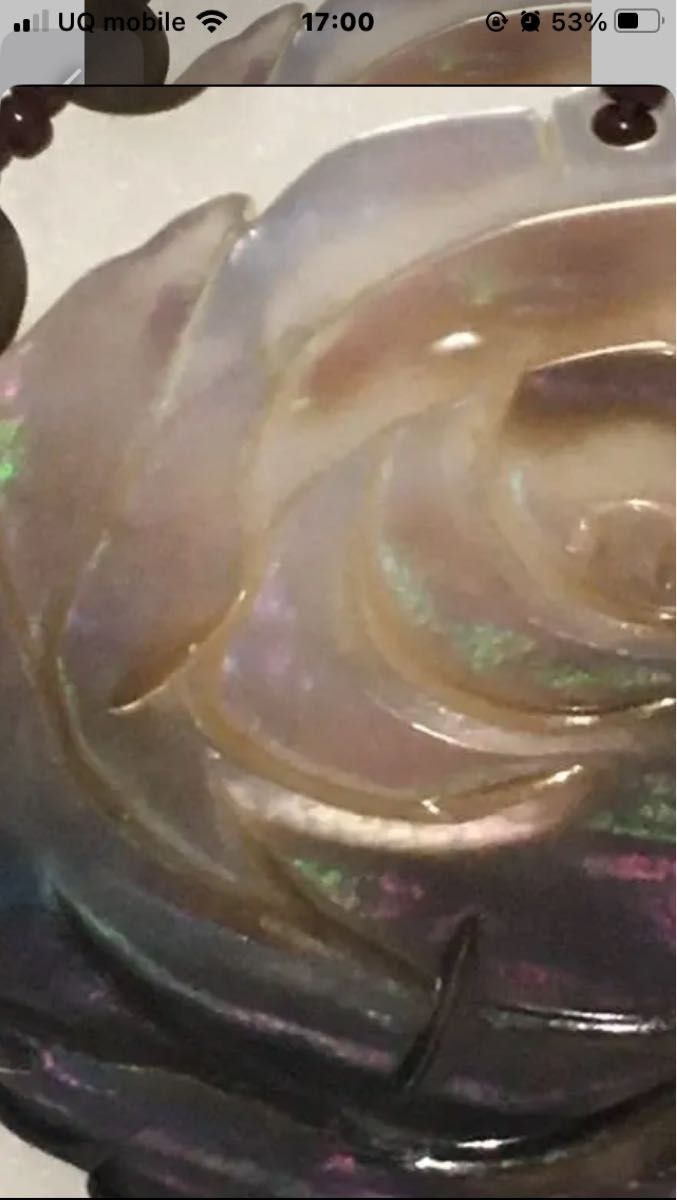 黒蝶貝シェル・薔薇彫刻カメオ・ブラウンシェルロングネックレス被るタイプ