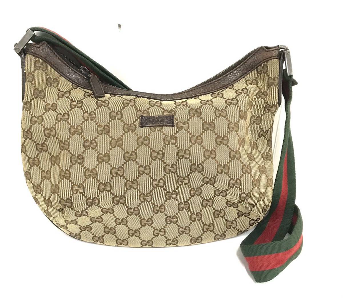 訳あり 破れあり GUCCI/グッチ GG キャンバス/レザー シェリーライン