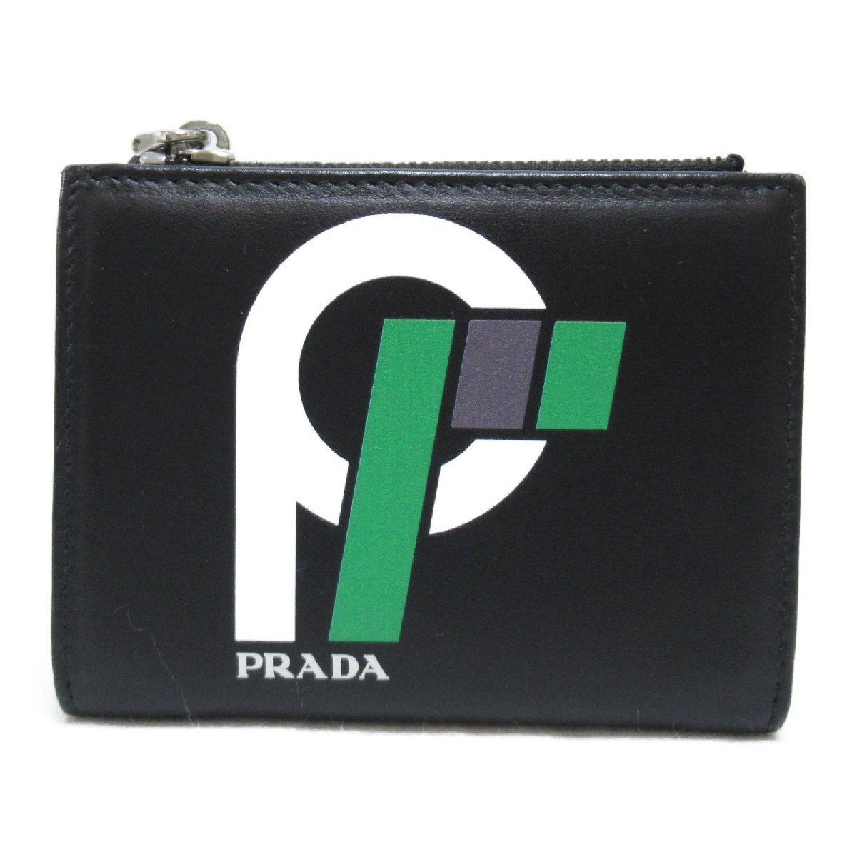 PRADA プラダ 二つ折り財布 二つ折り財布 ブラック系 レザー ユニ 