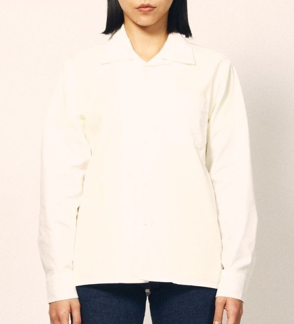 長袖シャツ XL オフ ホワイト オープンカラーシャツ 無地 長袖 シャツ オープンカラー ワークシャツ ミリタリー A2004 2L LL 白 白色_画像4