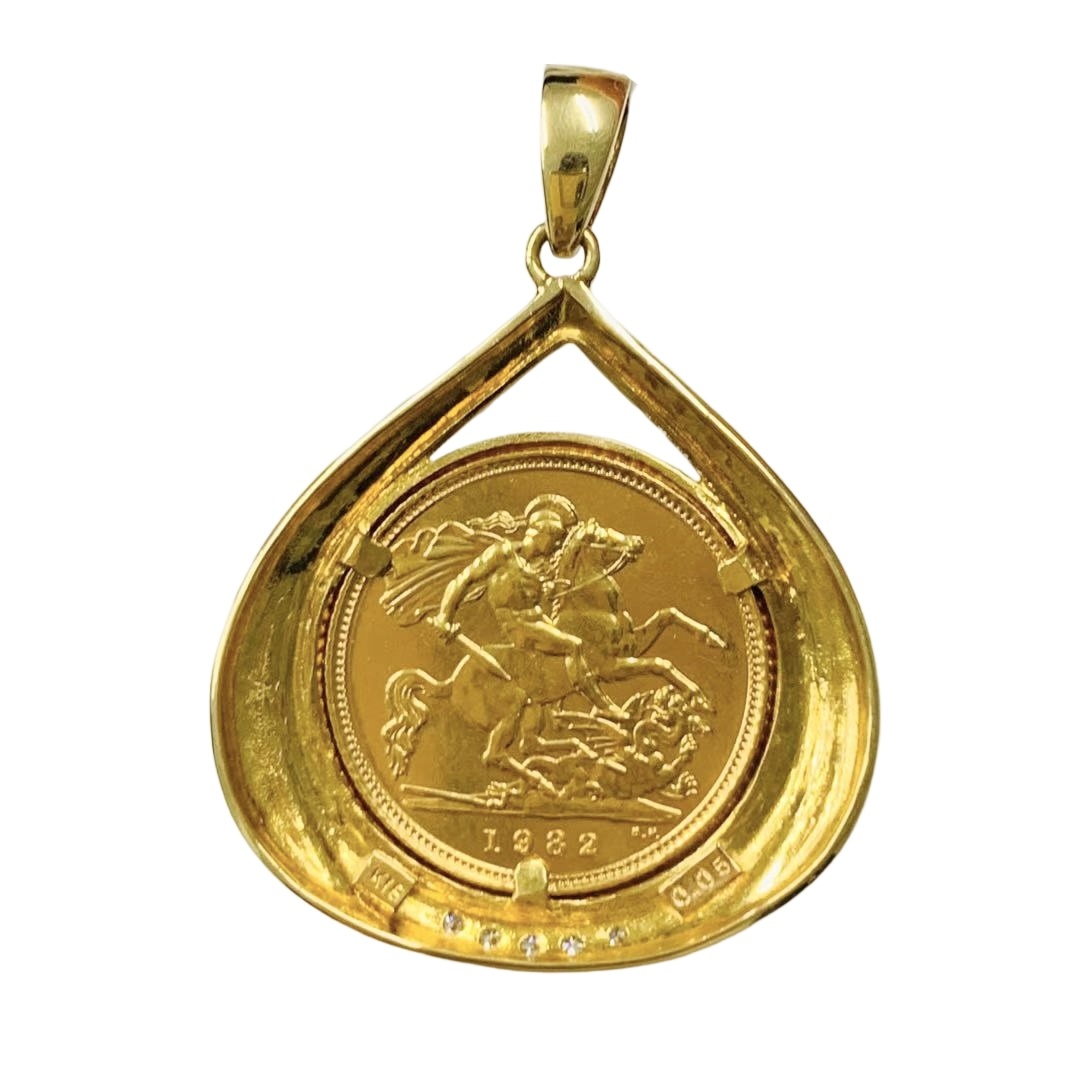 美品 美品 エリザベス2世 ソブリン金貨 イギリス 1982年 9.42g K18 22