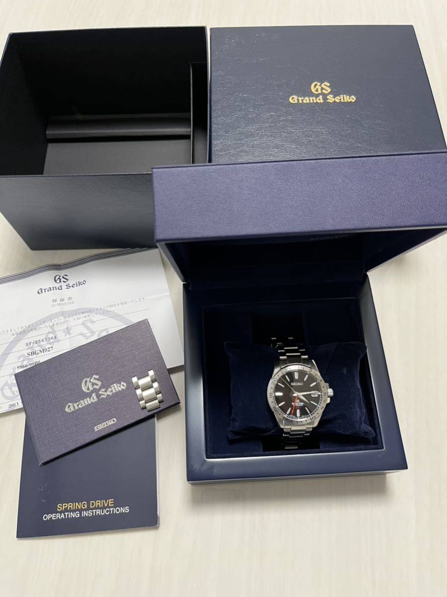 GS グランドセイコー Grand Seiko メカニカル GMT AUTOMATIC 腕時計 AT 自動巻 パワーリザーブ3日 裏スケルトン ブラック文字盤 SBGM027