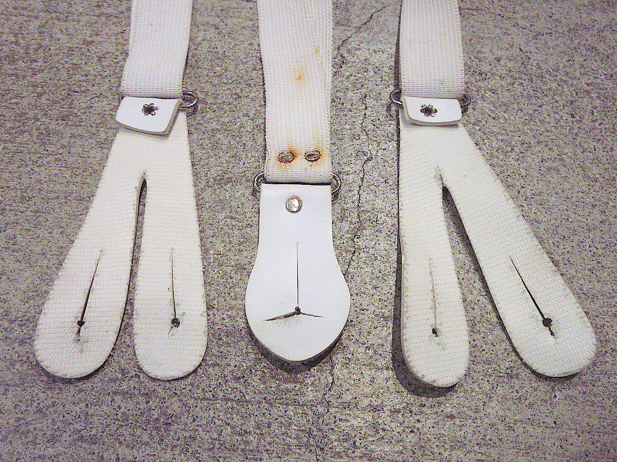  Vintage ~50*s* button stop suspenders white *221118j5-ssp old clothes men's 1950s