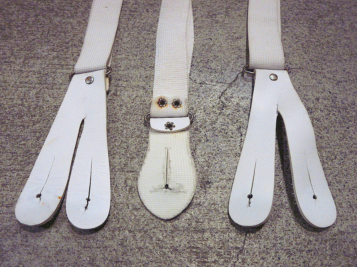  Vintage ~50*s* button stop suspenders white *221118j5-ssp old clothes men's 1950s