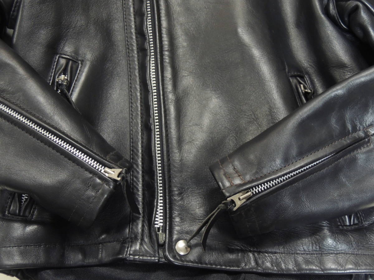 ◆ 美品 36 ラングリッツレザー LANGLITZ LEATHERS キャスケード CASCADE レザー セミダブル ライダース ジャケット 黒 ブラック_画像5