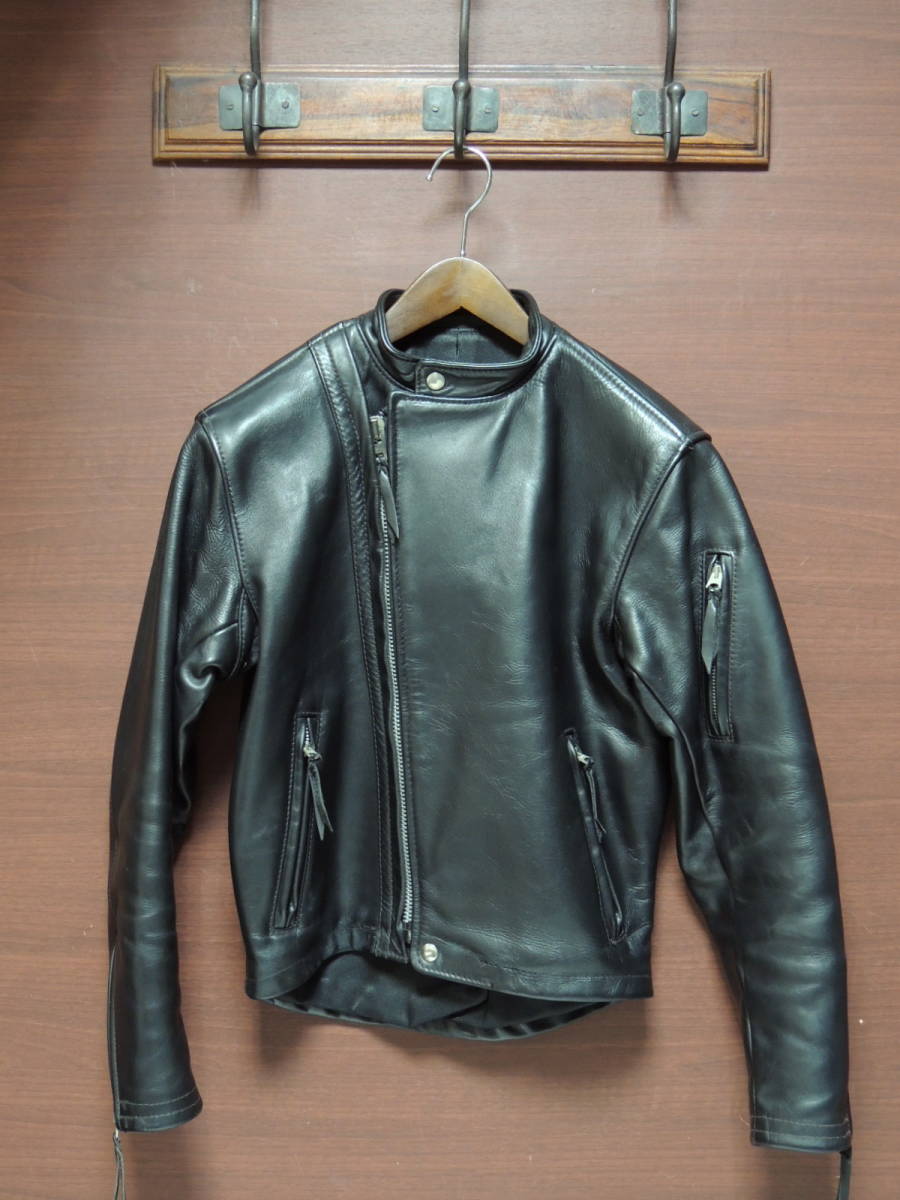 ◆ 美品 36 ラングリッツレザー LANGLITZ LEATHERS キャスケード CASCADE レザー セミダブル ライダース ジャケット 黒 ブラック_画像1