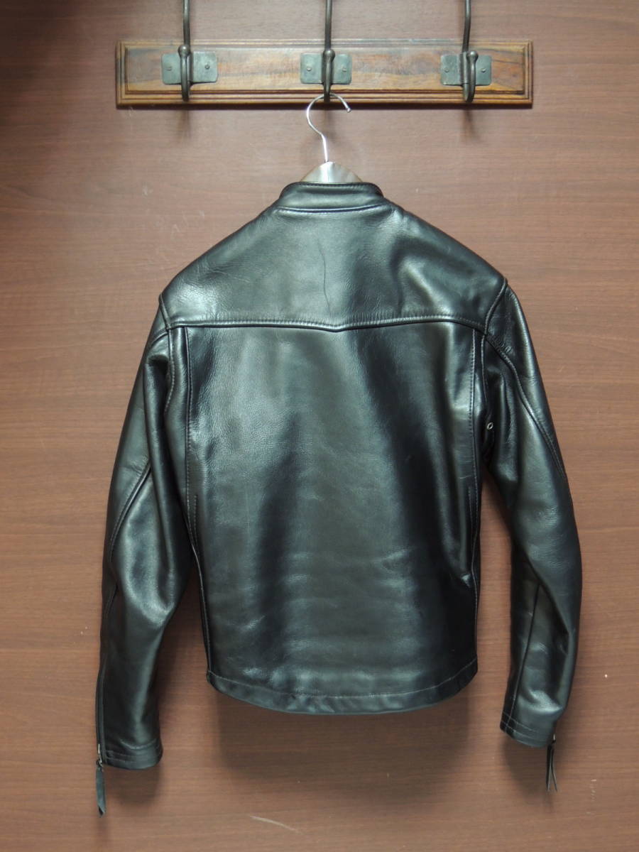 ◆ 美品 36 ラングリッツレザー LANGLITZ LEATHERS キャスケード CASCADE レザー セミダブル ライダース ジャケット 黒 ブラック_画像2