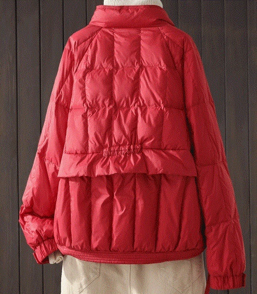 新品暖かいレディース90％ダウンジャケット軽量コート赤M_画像9