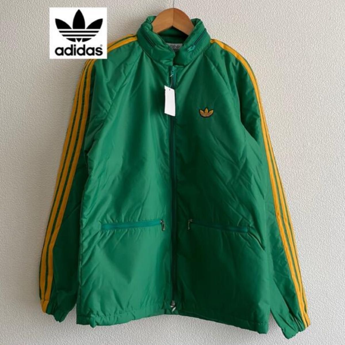 adidas 70s 80s ナイロンジャケット トレフォイル ワッペン 緑 黄