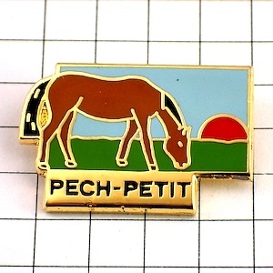 ピンバッジ・茶色い馬と太陽◆フランス限定ピンズ◆レアなヴィンテージものピンバッチ_画像1
