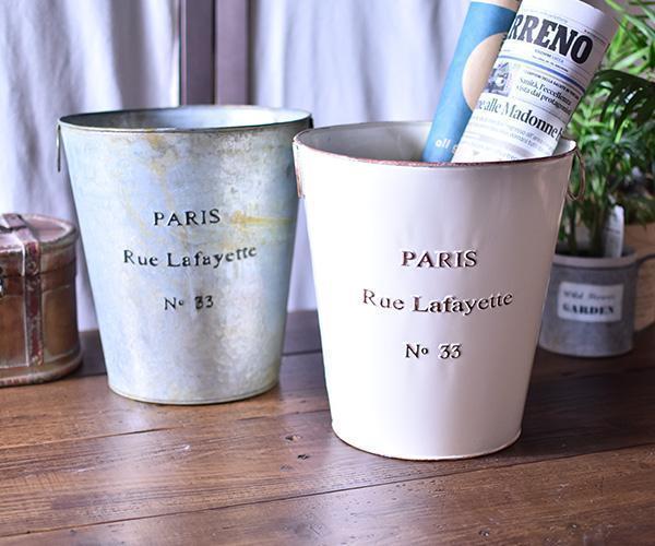  car Be Schic interior tin plate bucket waste basket silver silver gardening storage flower Pod case tin plate can retro Vintage 