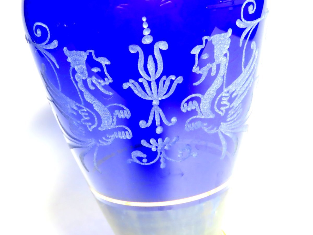 ■ボヘミアグラス　　フラワーベース　　クリスタルグラス　　ボヘミアングラス　　BLUE　　〈同梱対象商品〉_画像4