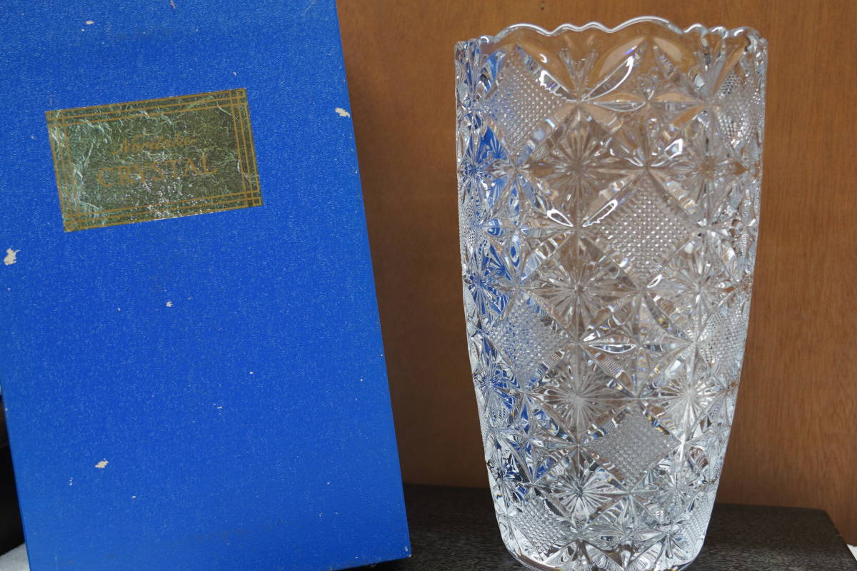 ★美品・Noritake/ノリタケ CRYSTAL ガラス花瓶 クリスタル フラワーベース 硝子工芸 工芸美術★の画像1