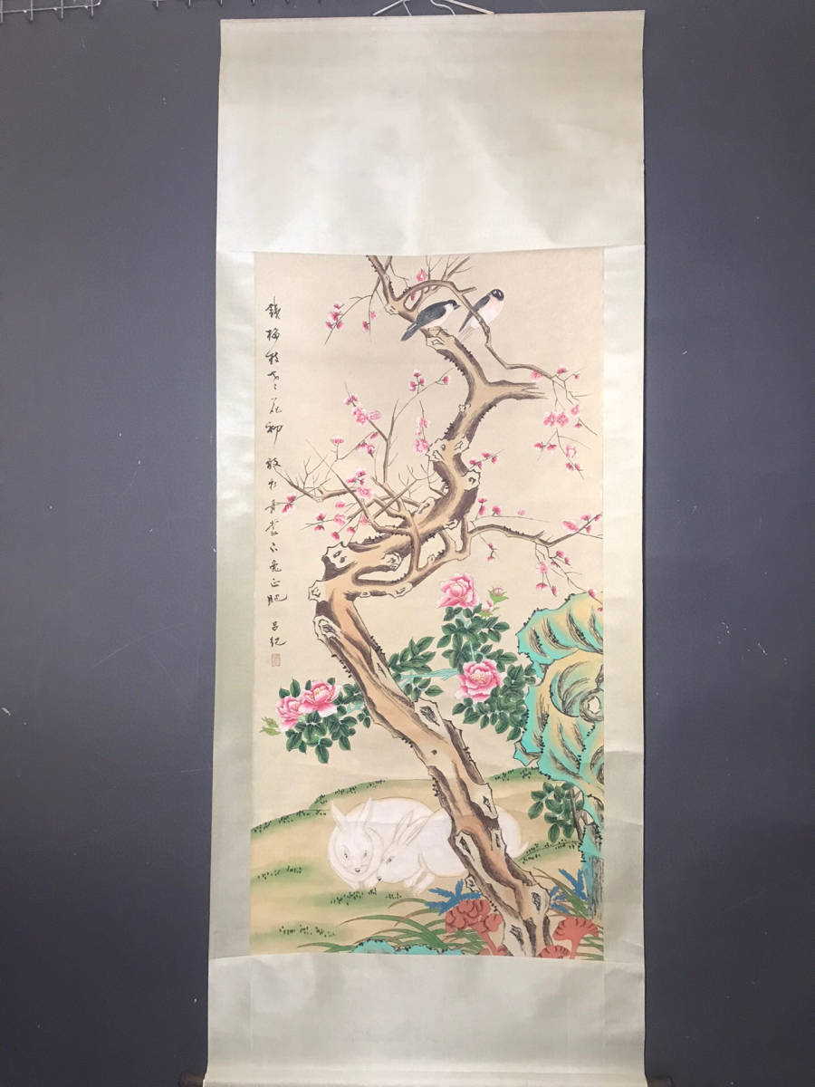 明代画家呂紀・中国書画花鳥図肉筆紙本・長軸卷画・中国美術