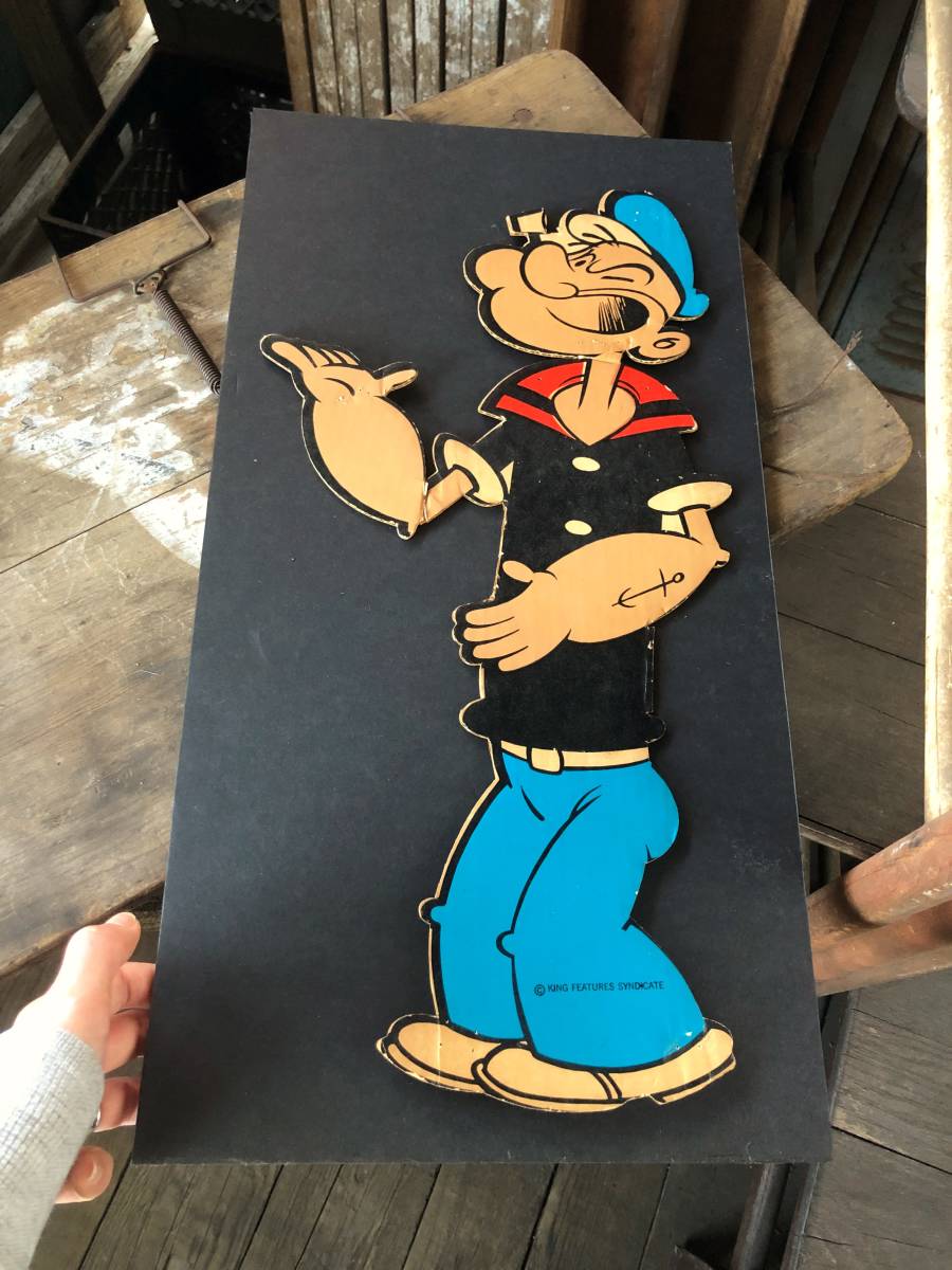 即決 48cm POPEYE ヴィンテージ ポパイ カードボード パネル ディスプレイ サイン