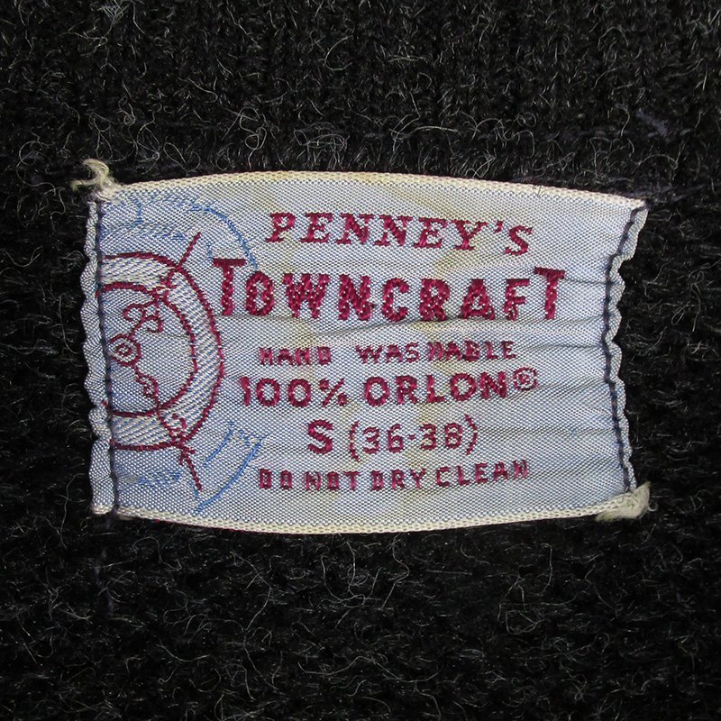 LFW7302 ビンテージ TOWNCRAFT タウンクラフト 50s セーター ニット S（36-38） チャコール系_画像3