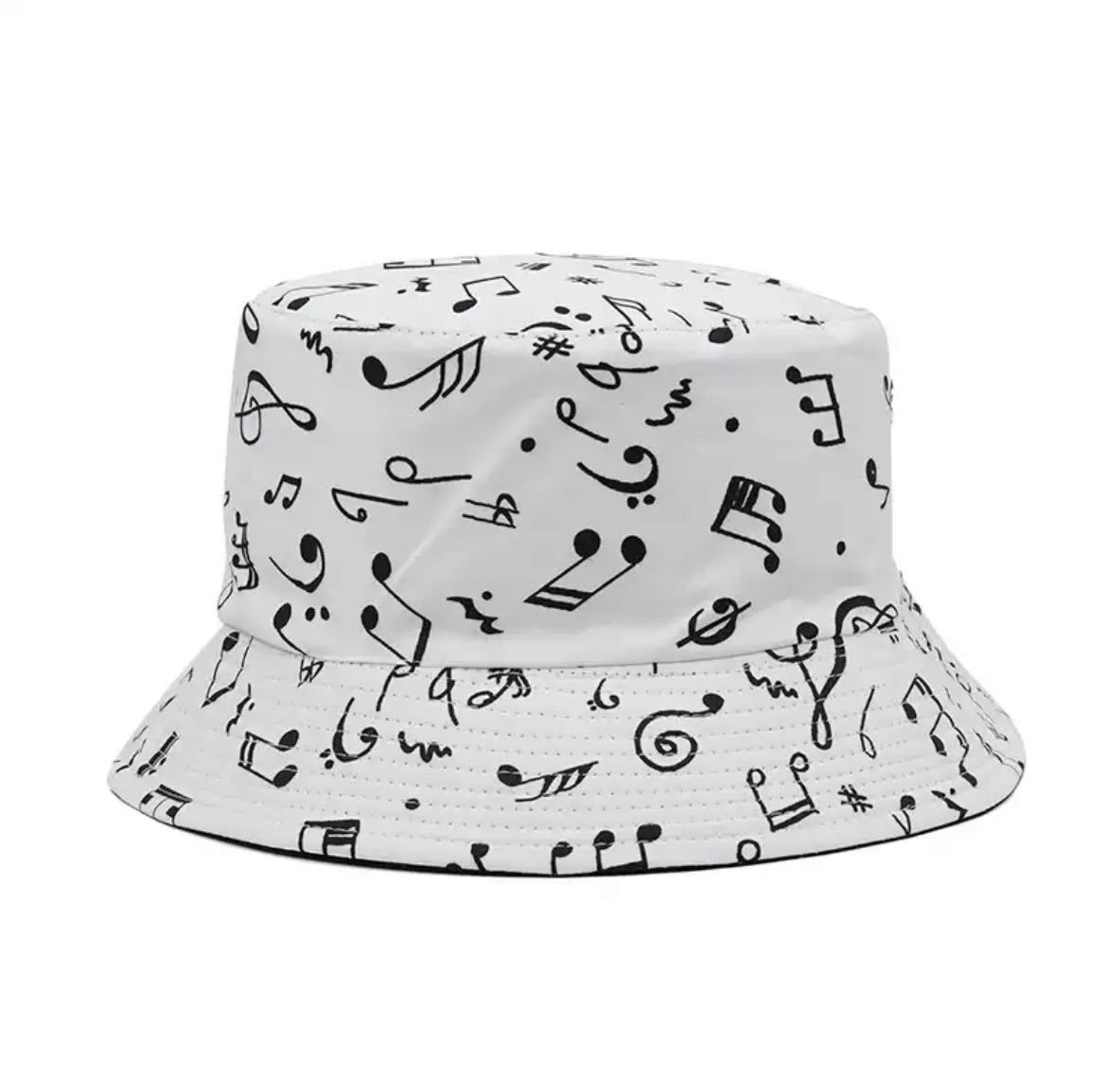 バケットハット 帽子 ハット キャップ ファッション アクセサリー 小物 ユニセックス 音符 音楽 ミュージック 2580_画像1