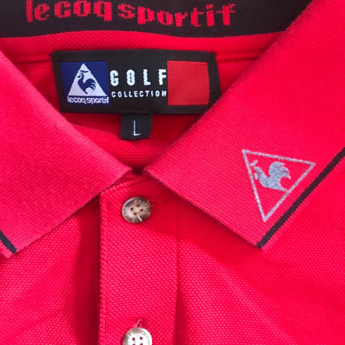 ルコック(lecoqsportif)長袖ゴルフポロシャツ(QG1007)赤メンズLサイズ中古品