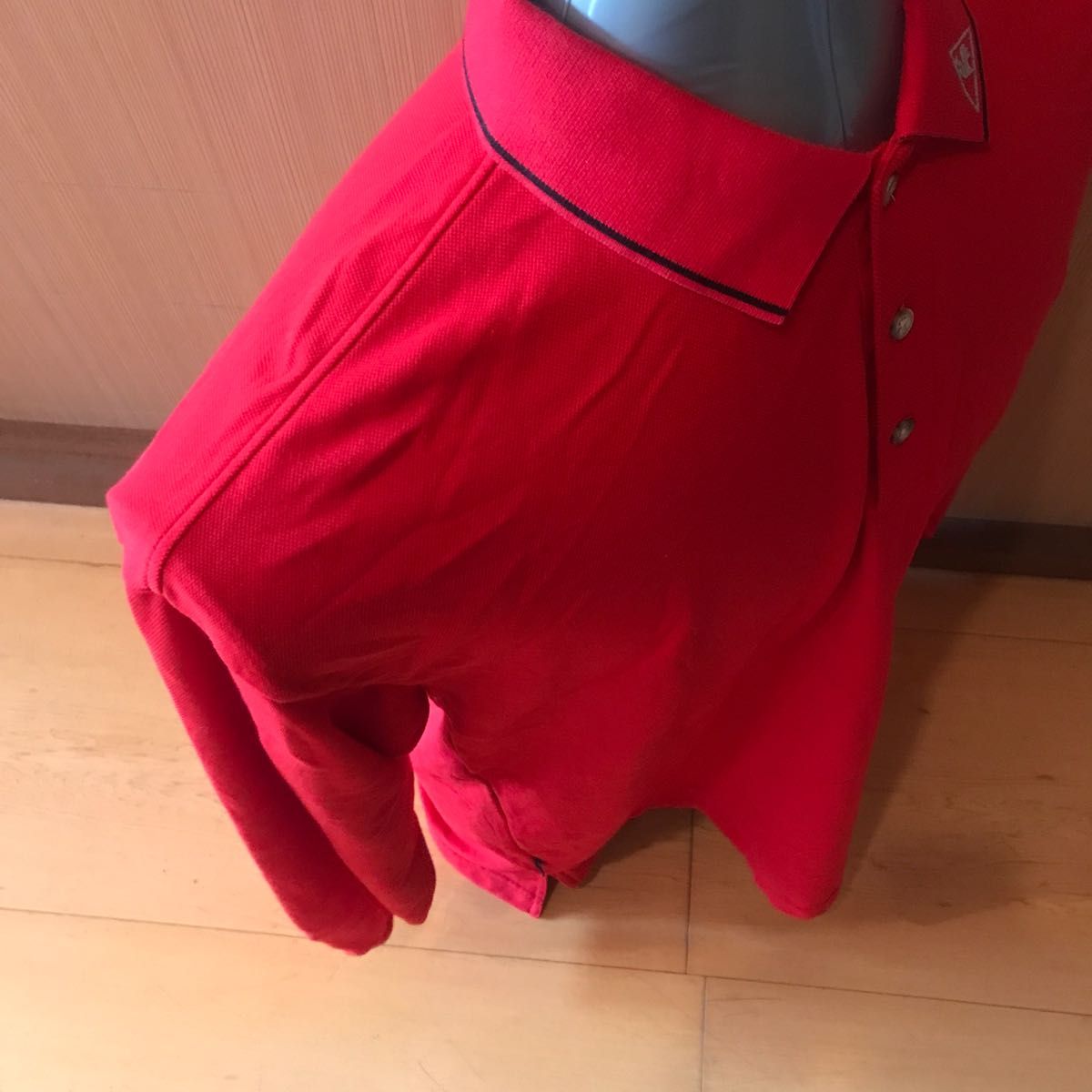 ルコック(lecoqsportif)長袖ゴルフポロシャツ(QG1007)赤メンズLサイズ中古品