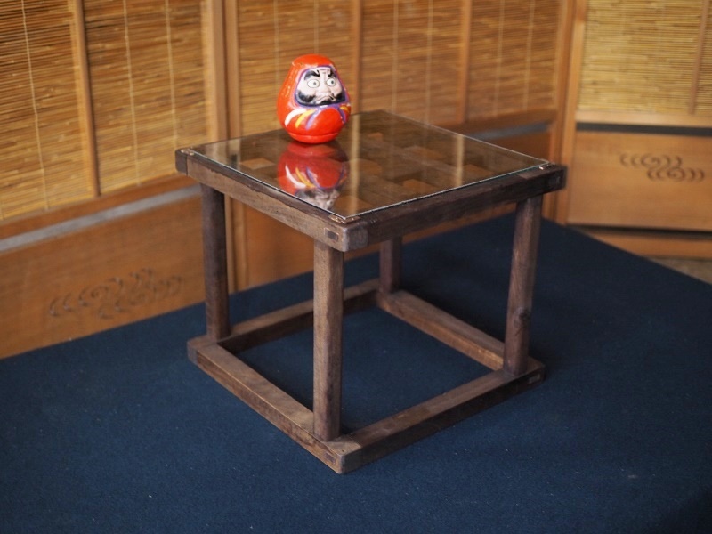 古い櫓リメイクサイドテーブル 昭和初期リメイク　古録展 送料別 Dサイズ　中古 品番H11324