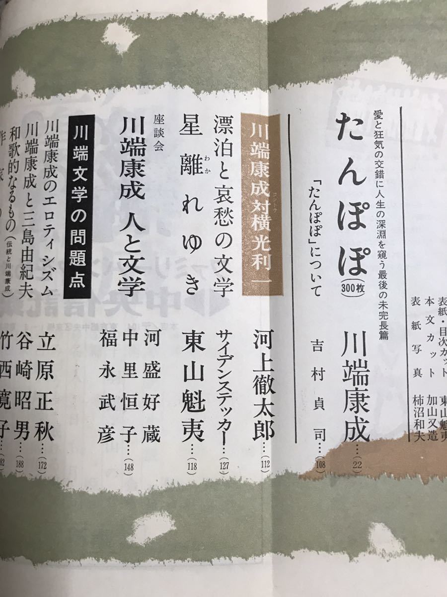 川端康成読本　新潮 臨時増刊 昭和47年第7号　福永武彦・五味康祐・山口瞳　ヤケシミ_画像3